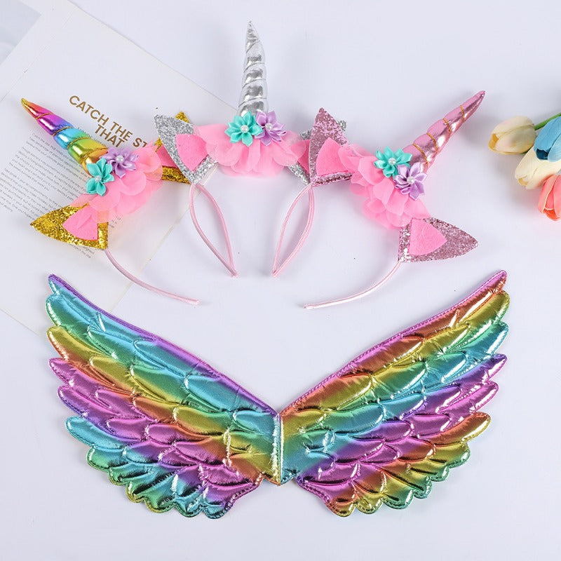 Wholesale Angel Wings Girls Unicorn Holiday Party Props Princess Dress Party Headband